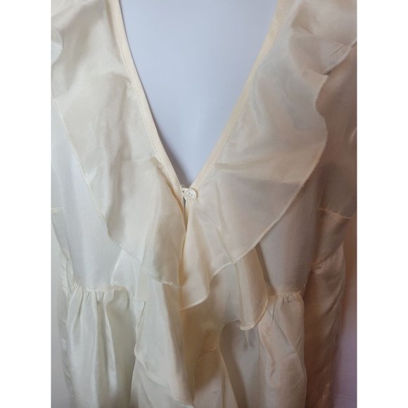 Cabi Ruffle white sleeveless silk button down top - Picture 6 of 9